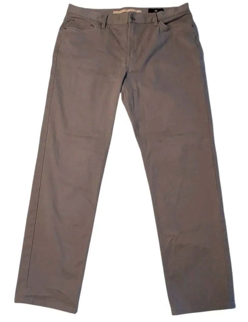 Banana Republic Slim Twill Traveler Pants Men's 36x32 Smoke Signal Gray Stretch